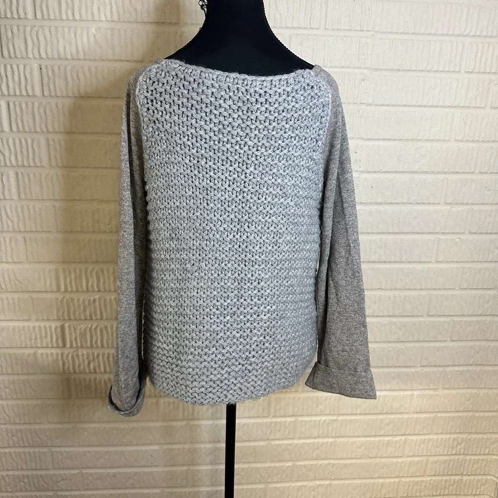 Inhabit Chunky Knit Sweater Wool Yak Alpaca Sz M Gray Scoop Neck Warm‎ Winter